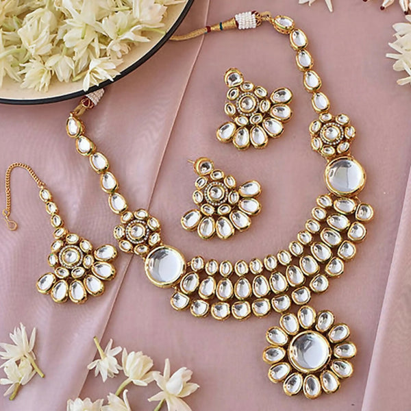 Joban Fashion Hand Made High Quality Gold Plated Base Metal Alloy Kundan Stone Studded Kundan Jewellery Set - Distacart