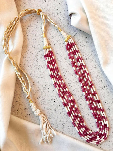 Joban Fashion Women Pink Multi Colours Stone Beads Partywear Five Layered Mala - Distacart
