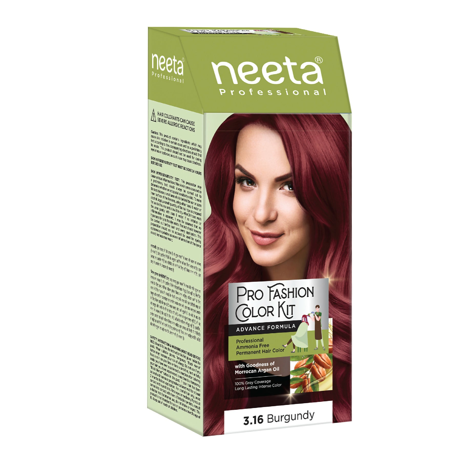 Neeta Professional Fashion Color Kit Permanent Hair Color Burgundy 3.16 - Distacart