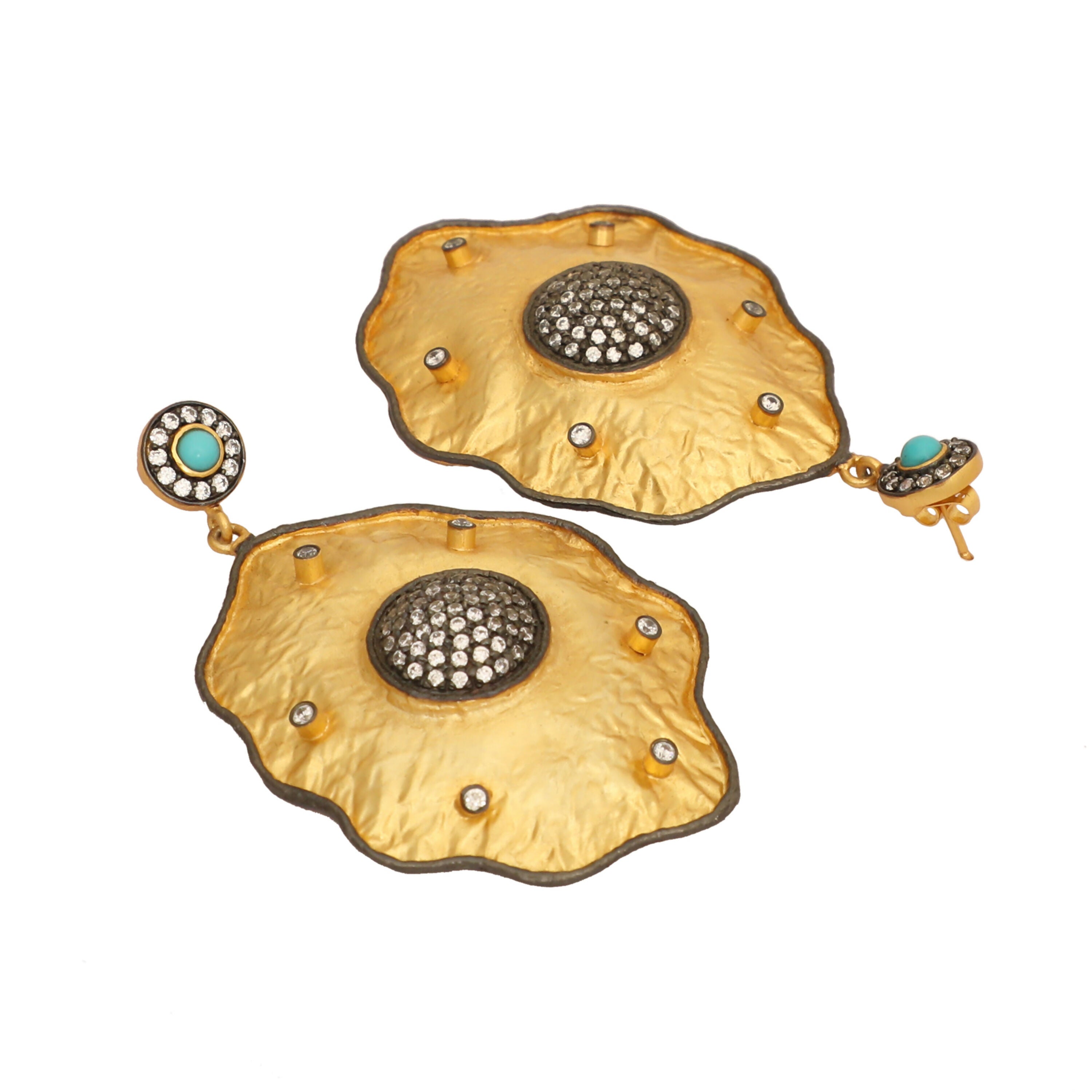 Nuyug 18k Gold-Plated American Diamond Studded Anti Tarnish Contemporary Dangler Earrings