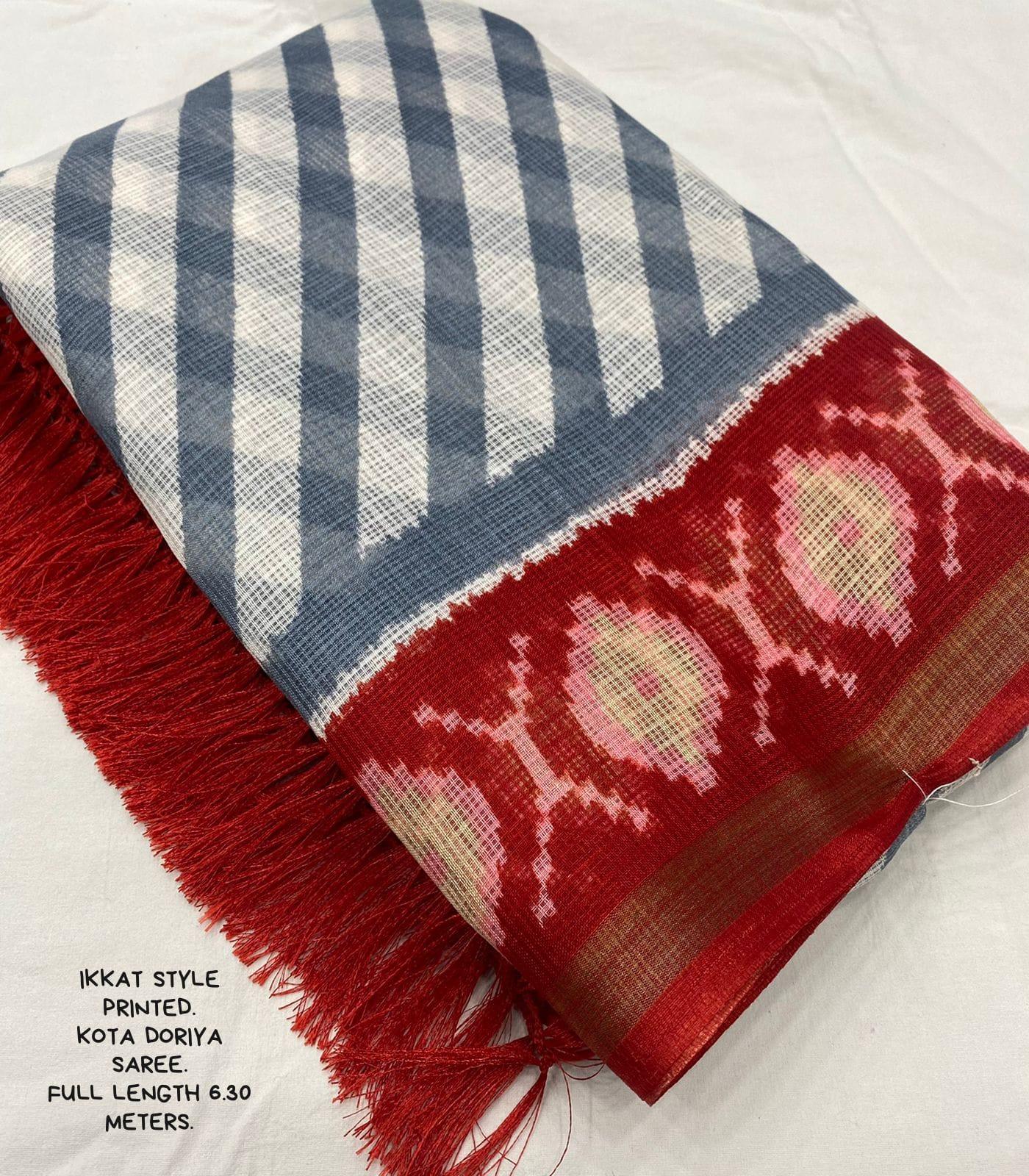 Grey Polycotton Ethnic Motifs Saree with Unstitched Blouse - Hiral Fashion - Distacart