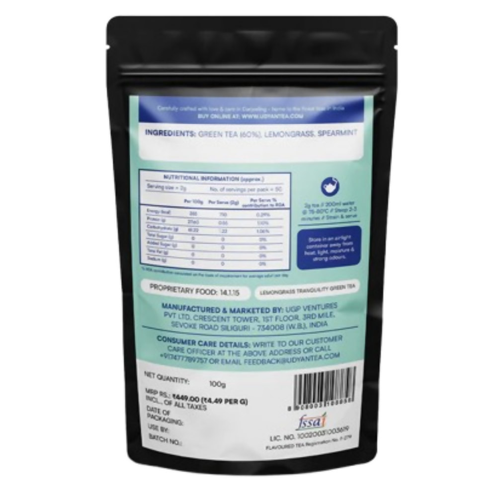 Udyan Tea Lemongrass Tranquillity Green Tea - Dista