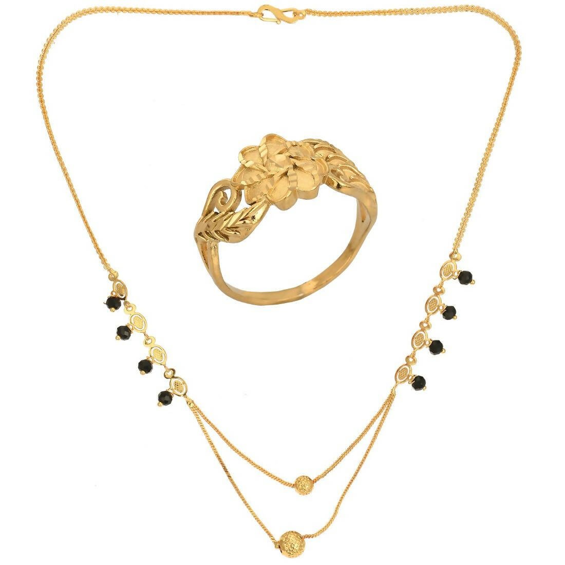 AanyaCentric Gold-plated Mangalsutra & Ring Set - Distacart