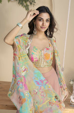 Thumbnail for Anaita Pink Chinon Free Size Readymade Shrug Suit with Embroidery Sequence Work (Free Size) - Distacart