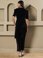 Thumbnail for Joban Fashion Women Black Velvet Hand Embellishment Stitched Kurta Set - Distacart