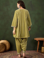 Thumbnail for Sangria Mirror Detail Pakistani Kurta & Salwar Set