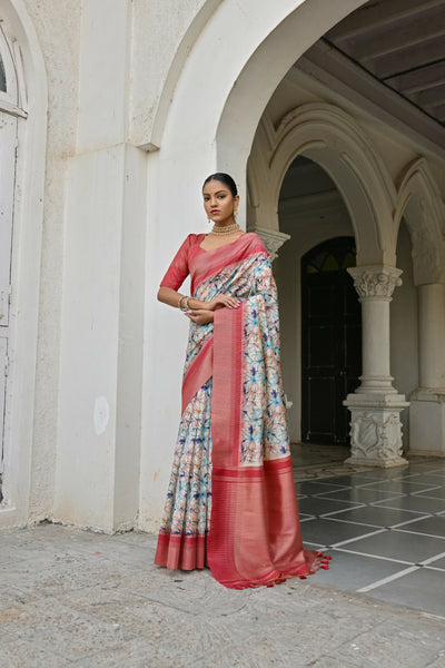 Vishnu Weaves Women's Blue Banarasi Silk Saree with Blouse - Distacart