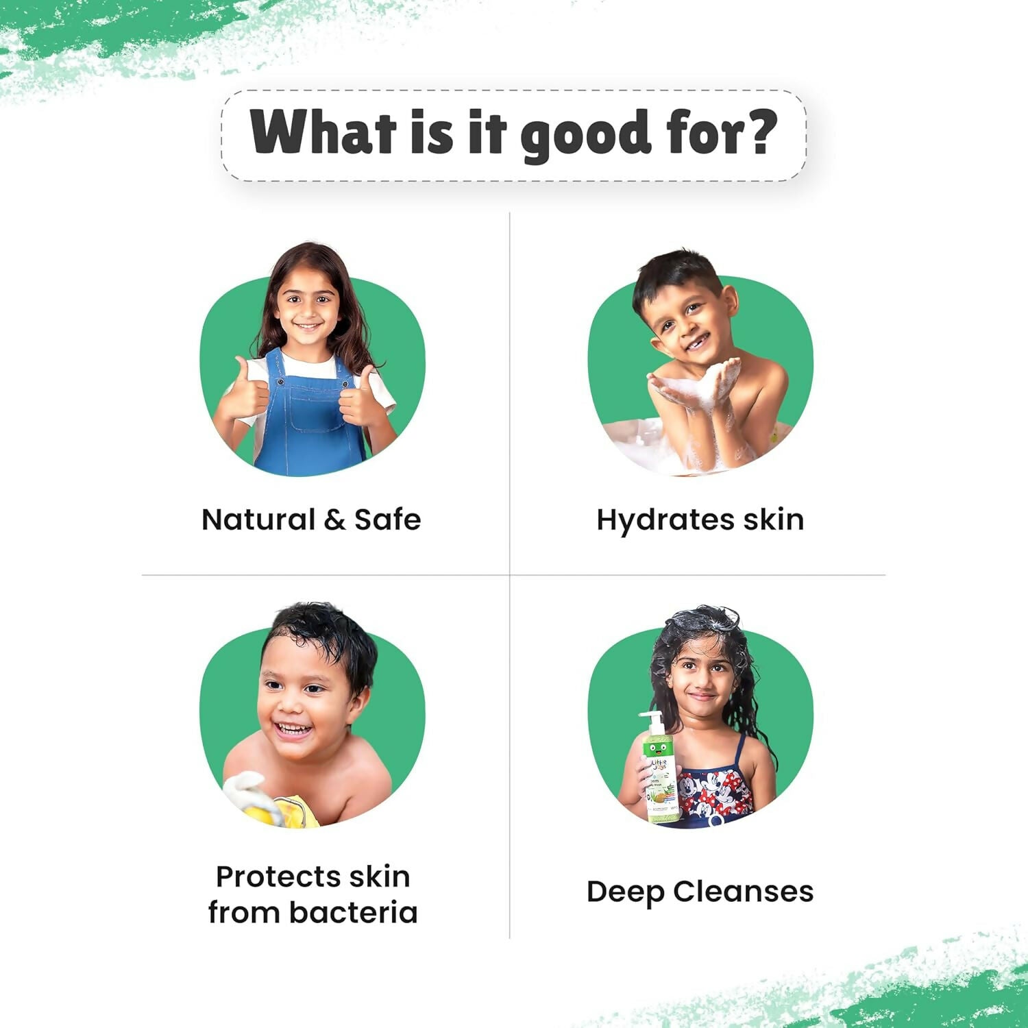 Little Joys Anti-Bacterial Neem Body Wash for Kids (2+ Years),Gently Exfoliates,Protects & Deep Cleanses Skin