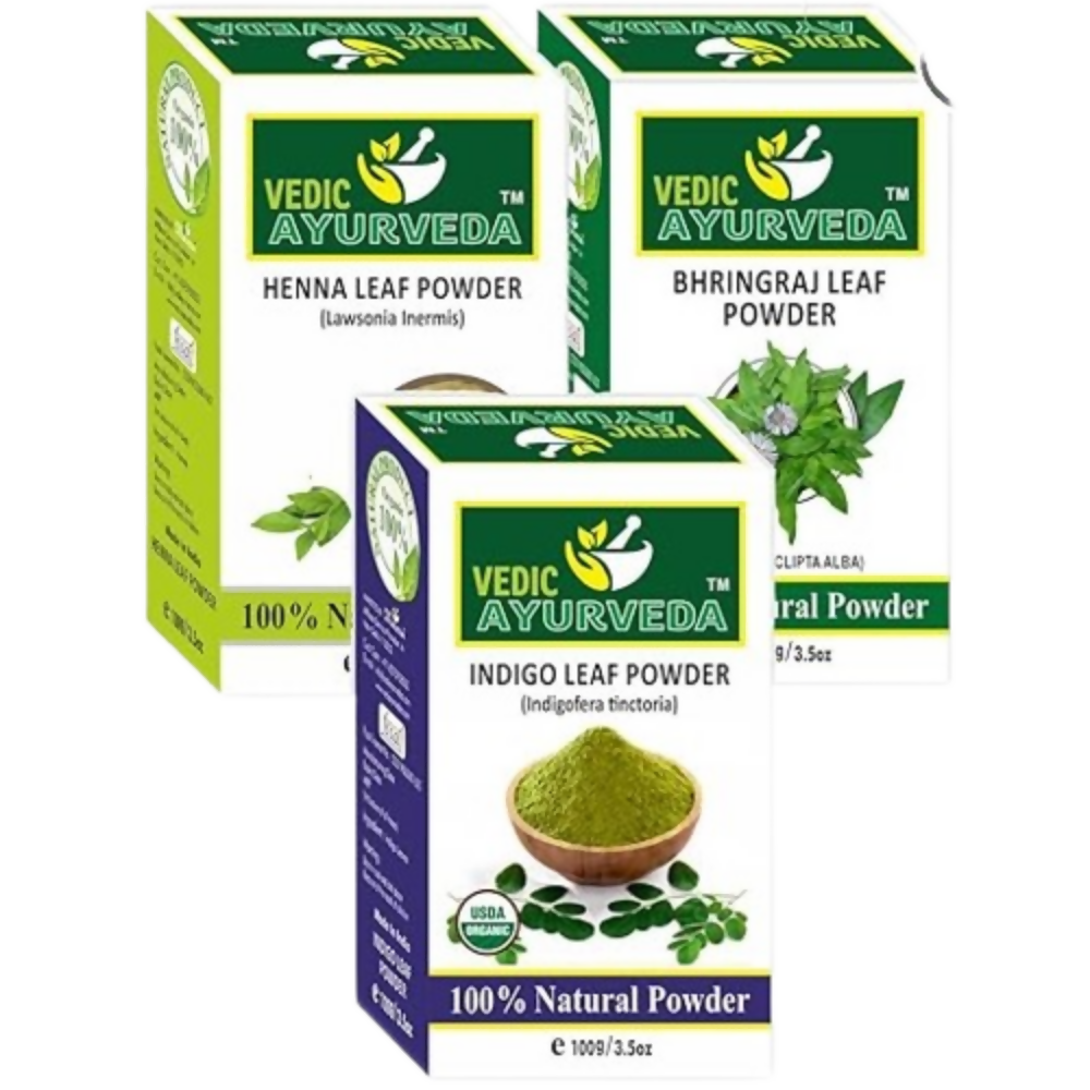 VedicAyurveda Heena Powder, Bhringraj & Indigo Powder - Dista