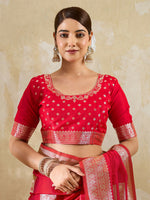 Thumbnail for Shree Shyam Fashion Red Silk Blend Saree - Distacart