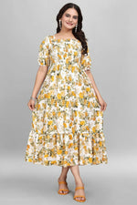 Thumbnail for Preksha Creation Women American Crepe Micro Gown - Yellow - Distacart