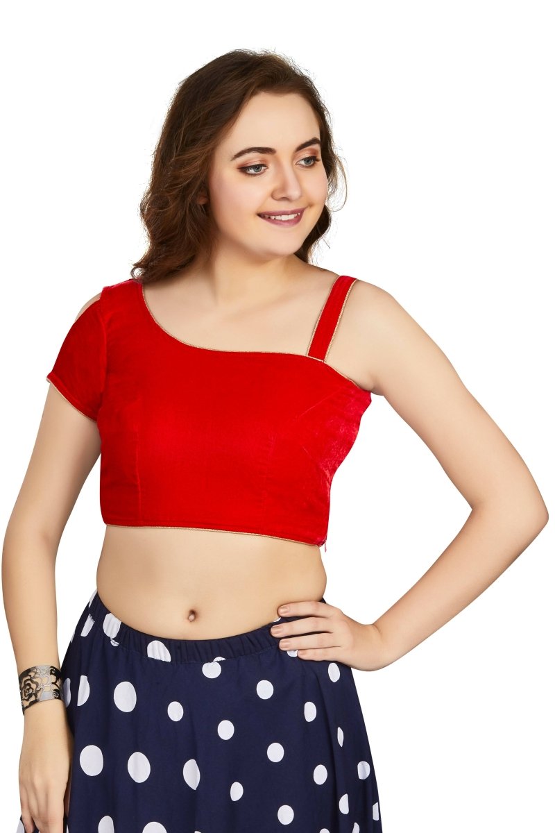 Aastha Fashion Women's Women's Red Velvet Solid Readymade Blouse - Distacart