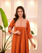 Thumbnail for The52 Women's Beautiful Viscose Rayon Fabric Thread Work Flared Kurta Pant Set - Distacart
