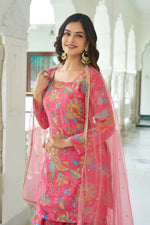 Thumbnail for Joban Fashion Pink Kurta Set Chinnon Embroidery Sequence Work - Distacart
