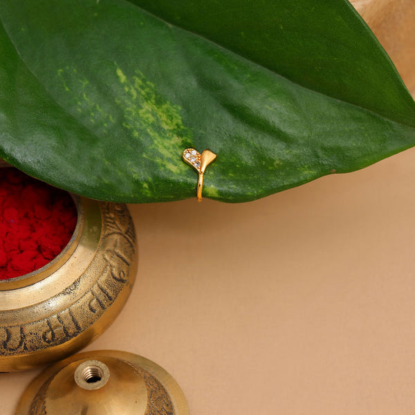 Ruby Raang Gold Heart Nose Pin