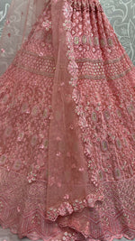 Thumbnail for Jyoti Fashion Women's Pink Heavy Net Fancy Dori, Multi Thread, Rainbow Sequins and Diamond Work Wedding Lehenga Choli - Distacart