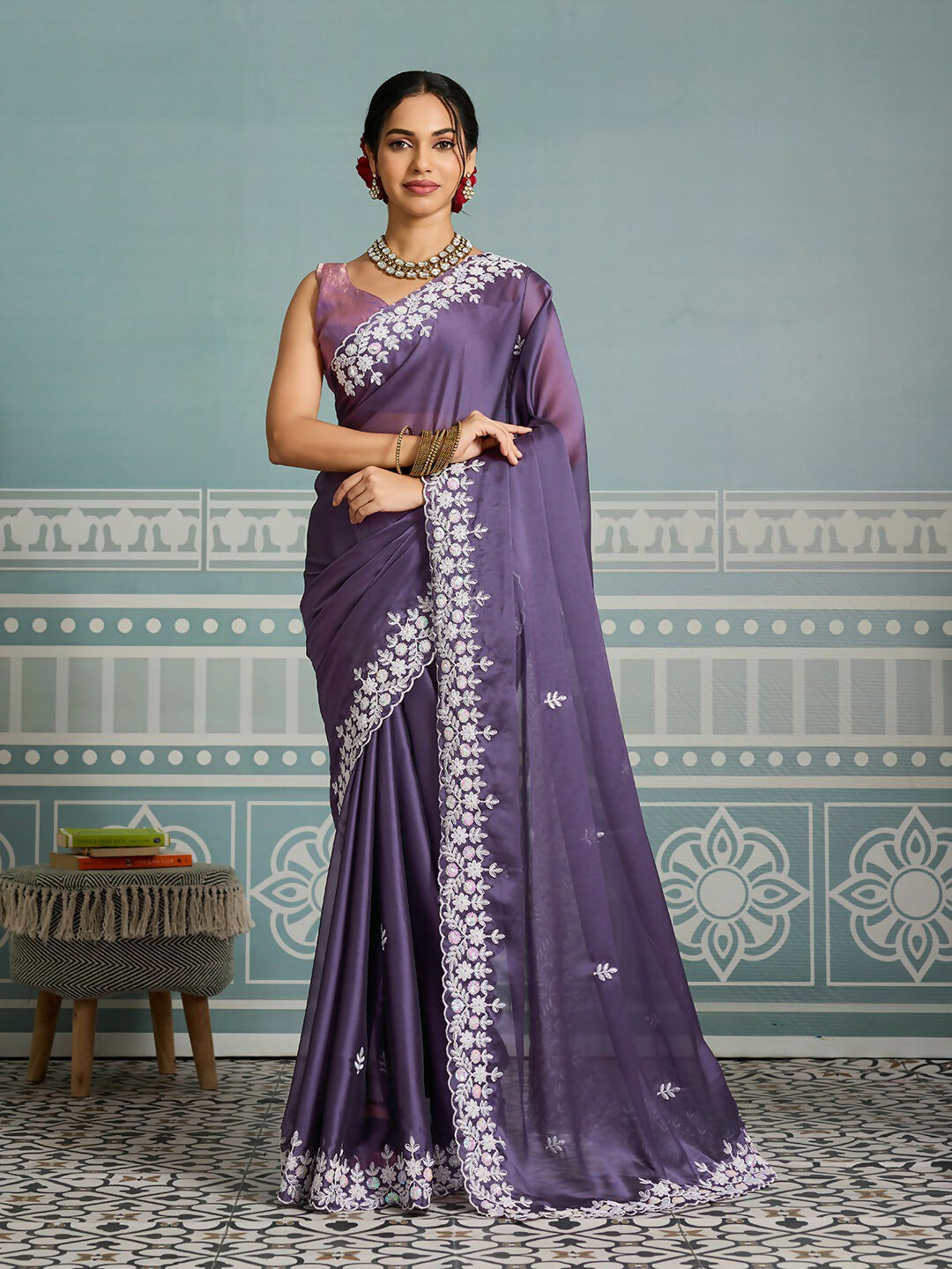 Teeya Creation New Trendy Party Wear Soft Silk Saree-Lavender - Dista