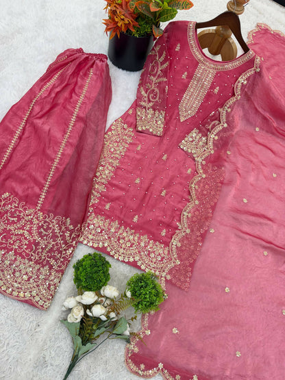 Teeya Creation Womens New Trendy Embroidery Coding And Sequence Work Kurta Set - Dista