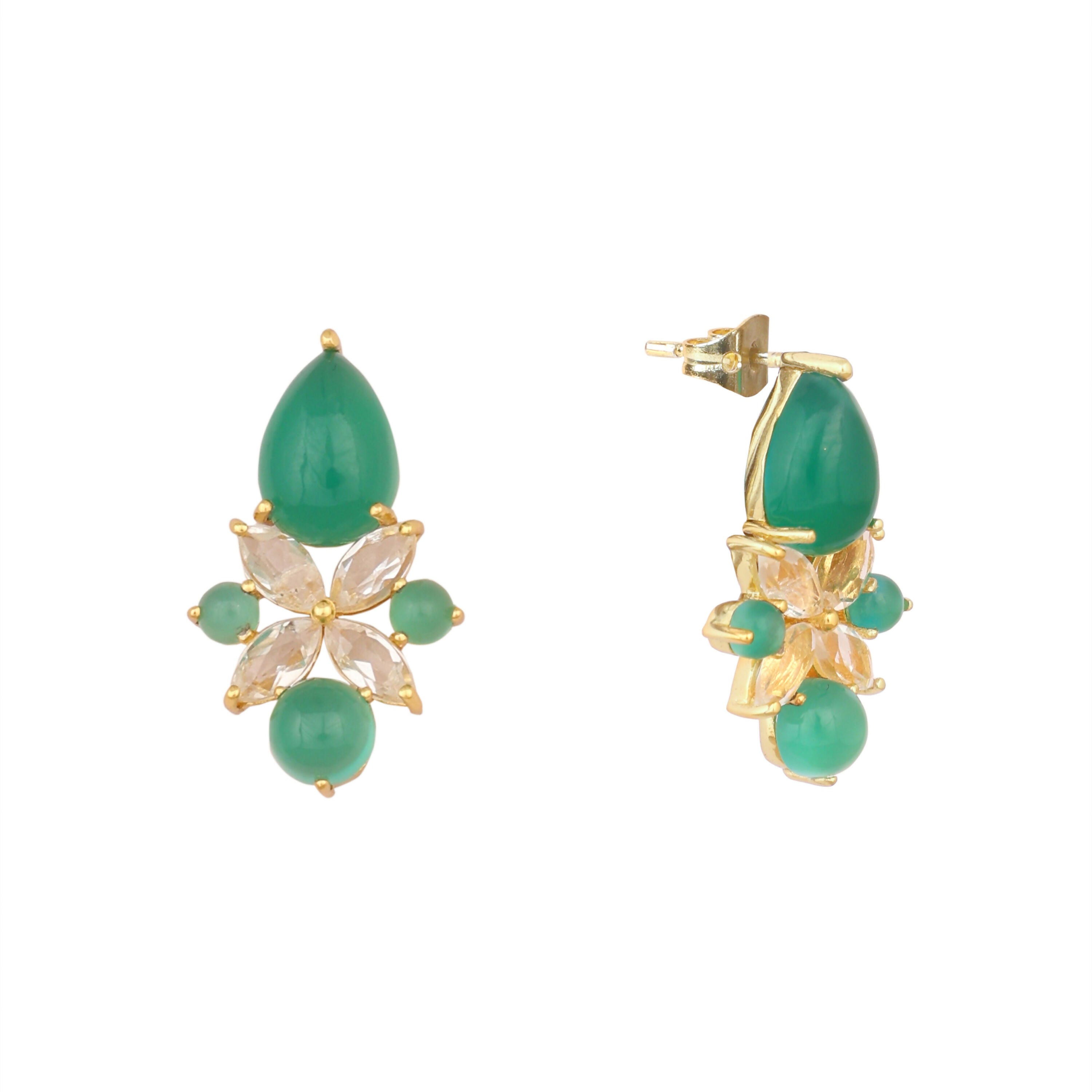 Nuyug 18k Gold Plated Floral Diamond Glow Earrings