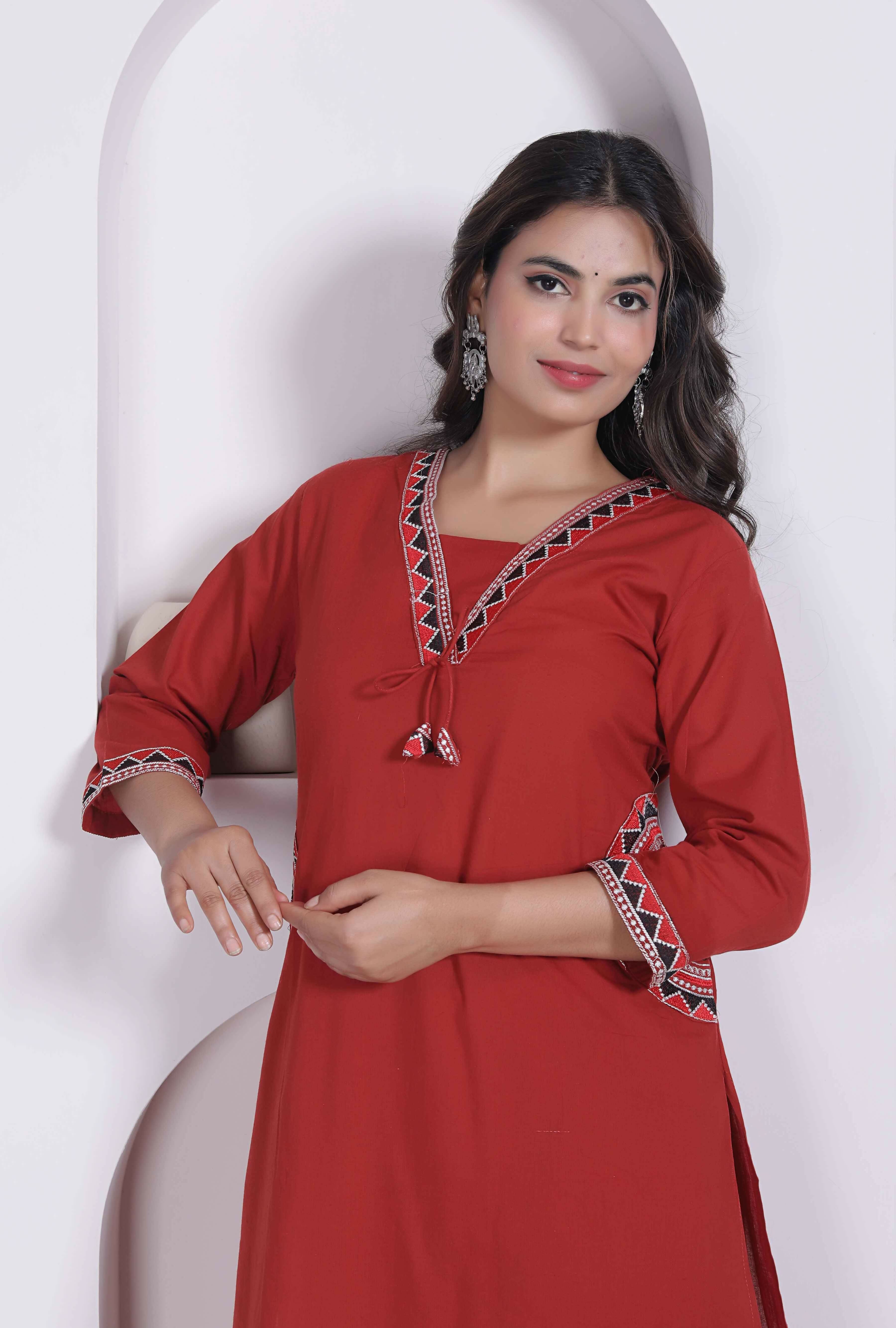 Miravan Womens Brown Straight Kurta Set - Dista