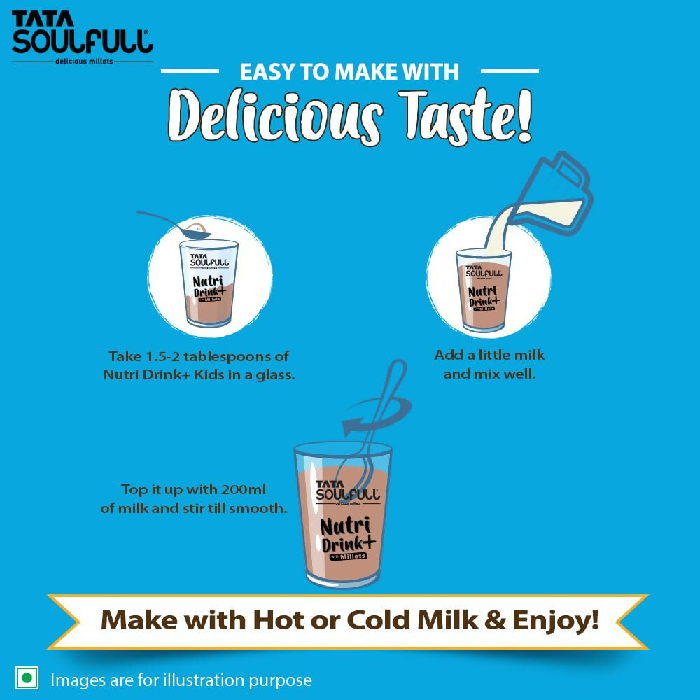 Tata Soulfull Nutri Drink+ For Kids With Millets - Cookie & Cream Flavor - Distacart