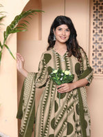 Thumbnail for Miravan Women'S Polka Dot Printed Pure Cotton Anarkali Kurta With Dupatta - Distacart