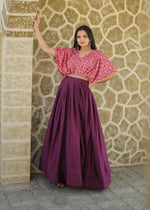 Thumbnail for Jyoti Fashion Women's Wine Printed with Sequins Chinon Anarkali Dress - Distacart