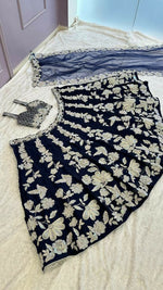 Thumbnail for Jyoti Fashion Women's Navy Blue Kasturi Silk Georgette Rainbow Sequins with Dori Embroidered Designer Lehenga Choli Set - Distacart