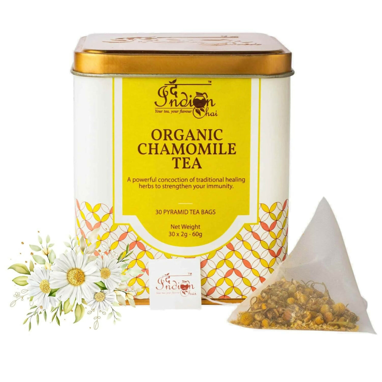 The Indian Chai - Organic Chamomile Tea 30 Pyramid Tea Bags - Distacart