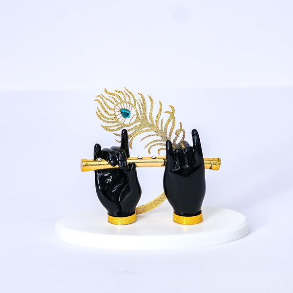 House Of Wemy Gold Plated Lord Krishna Hands Idol with Flute and Pecock Feather - Black - Distacart