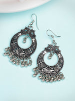 Thumbnail for NVR Women's Silver-Plated German Silver Oxidised Chandbali Earrings - Distacart