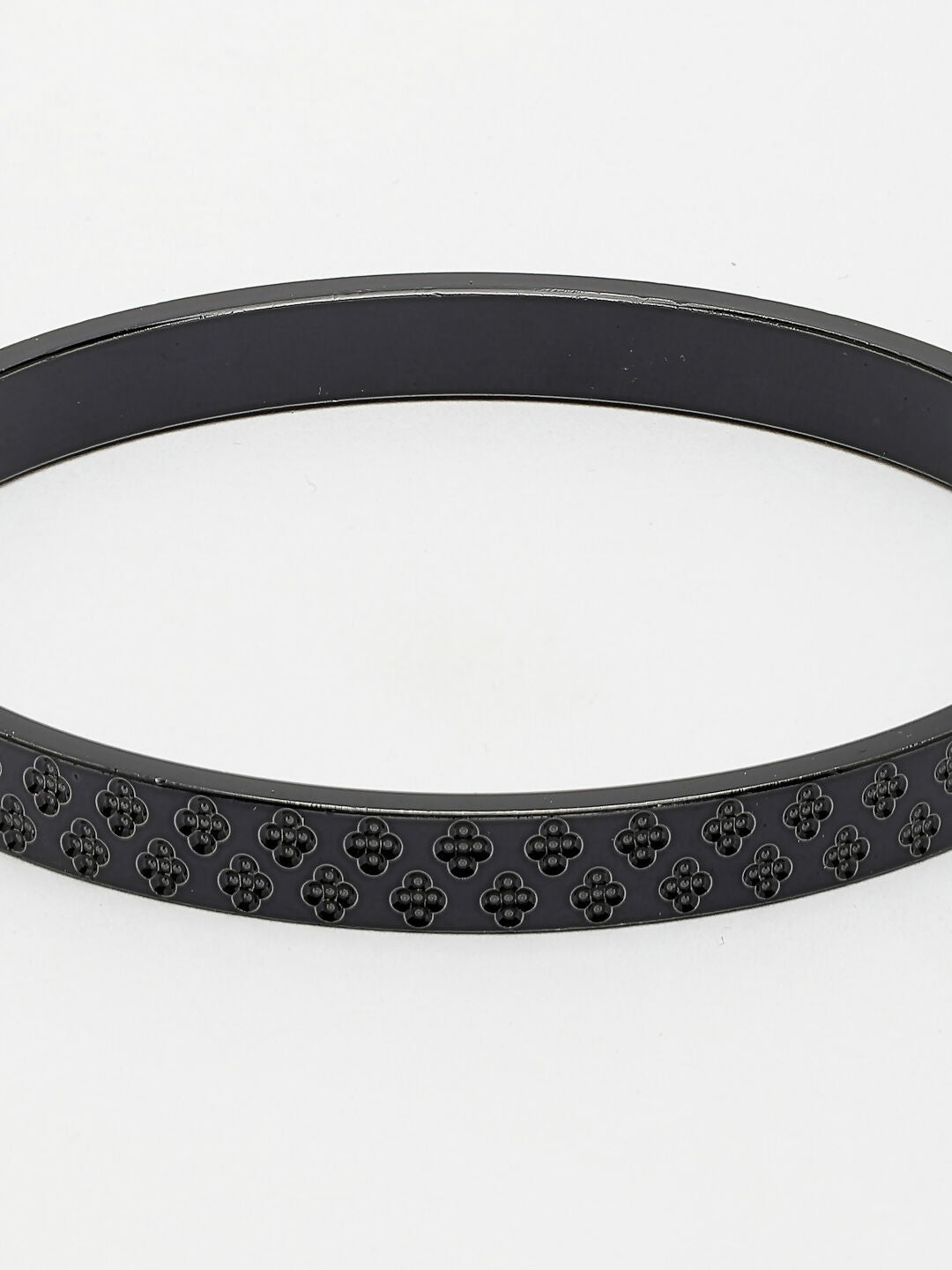 NVR Men's Black Rhodium-Plated Stainless Steel Kada Bracelet - Distacart