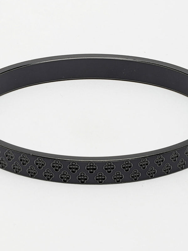 NVR Men's Black Rhodium-Plated Stainless Steel Kada Bracelet - Distacart