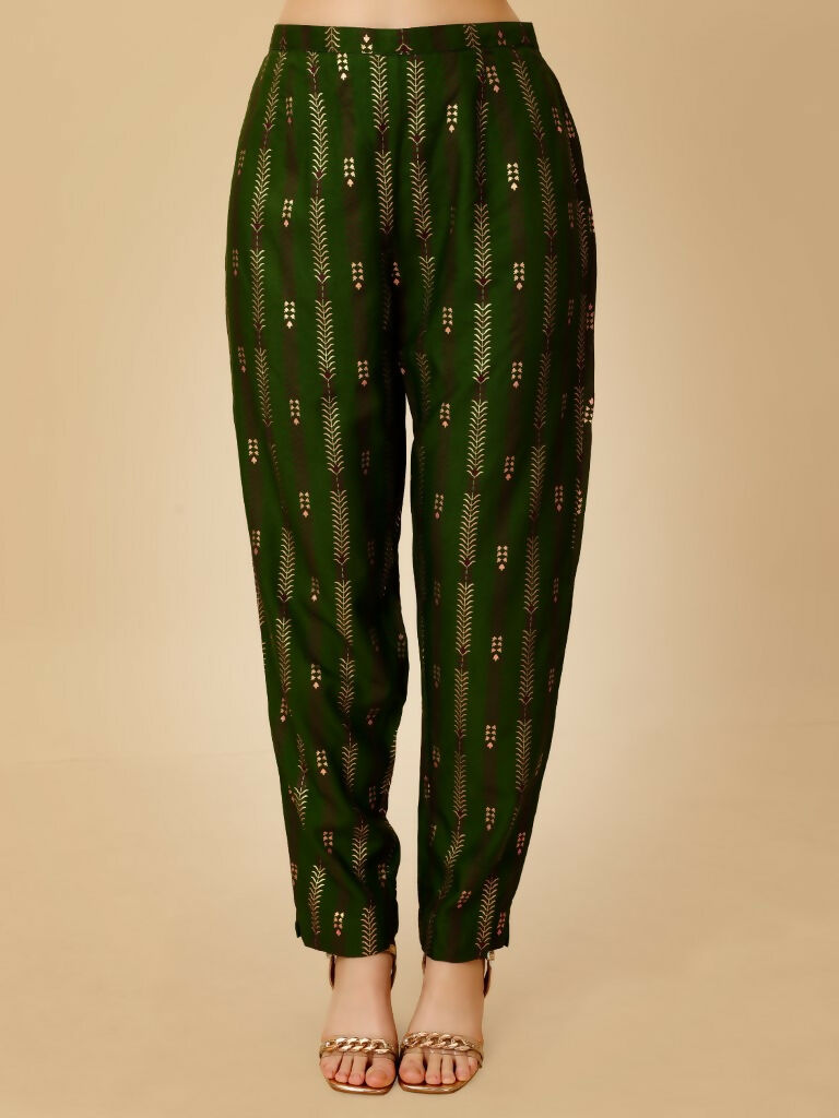 Jyoti Fashion Women's Green Viscose Rayon Embroidered Kurta Pant Set - Distacart
