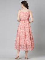 Thumbnail for Souchii Peach Floral Fit & Flare Maxi