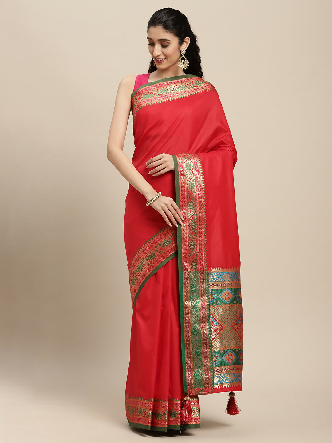 Astita Silk Blend Red Saree