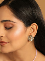 Thumbnail for Nuyug 22K Gold Plated Mother of Pearls and Stone Studded Contemporary Floral Shaped Studs