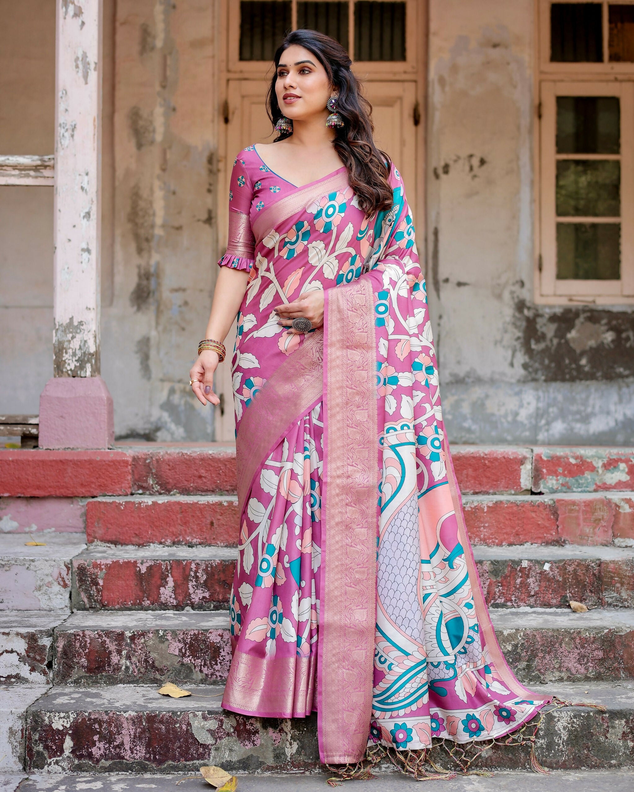 Soft Silk Digital Printed Saree with Blouse Piece by Infinity Export - Distacart