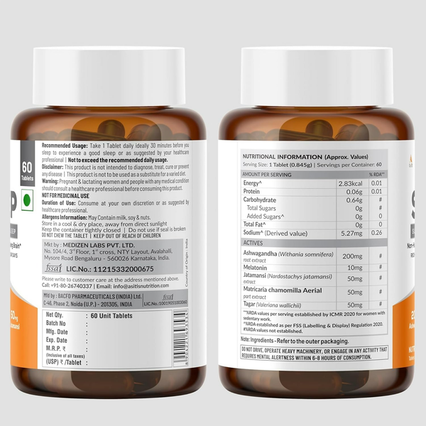 As-It-Is Atom Sleep Non-Addictive Sleep-Aid Veg Tablets