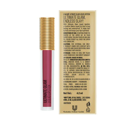 Lakme Ultimate Glam Matte Liquid Lipstick - Muave Party - Distacart
