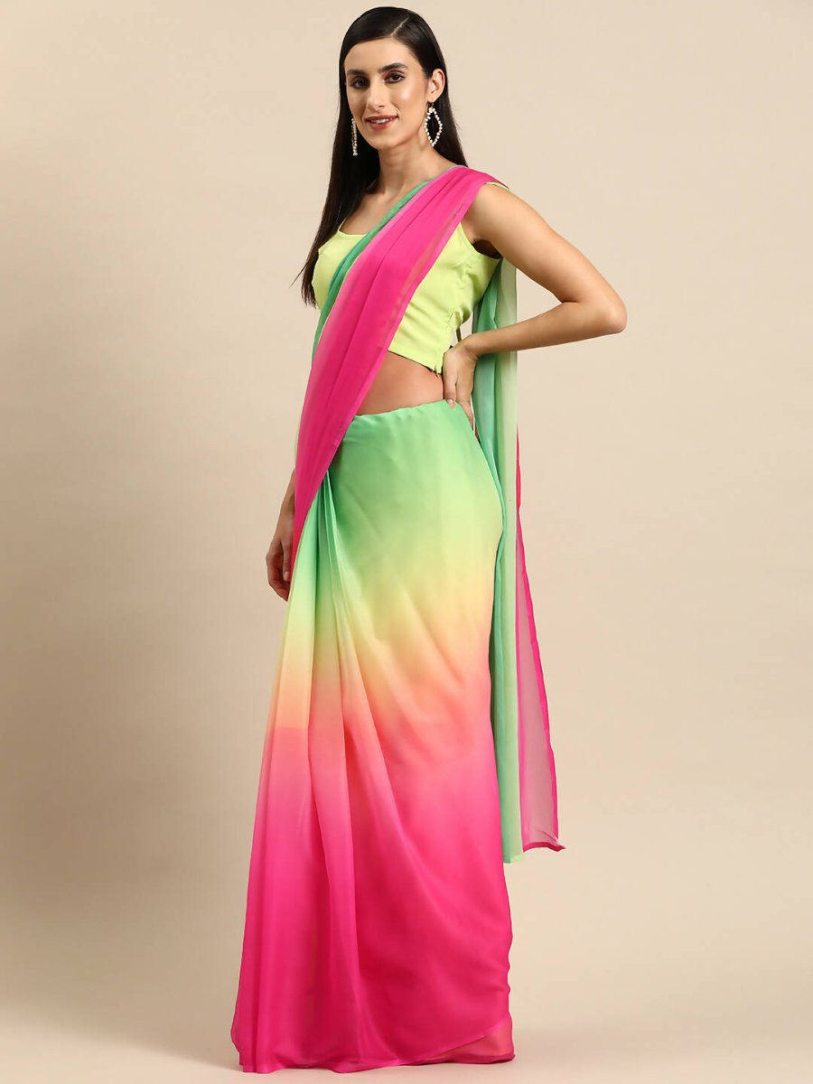 Ahalyaa Women's Traditional Semi Stitch Saree - Pink - Distacart