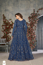 Thumbnail for Anaita Blue Embroidered Net Stitched Anarkali suit - Distacart