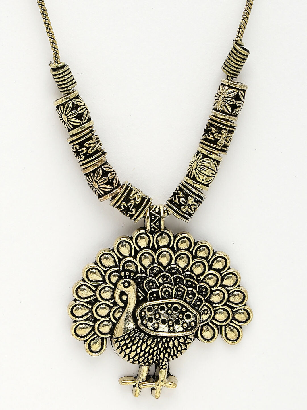 NVR Women's Gold-Plated Peacock Design Pendant with Chain - Distacart