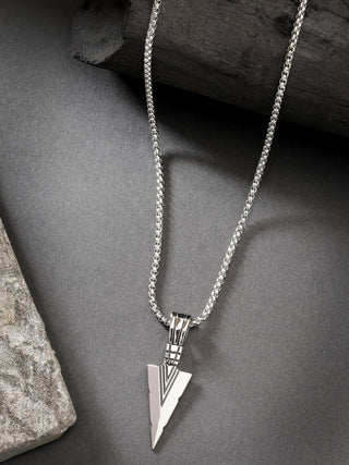 NVR Men's Silver-Plated Arrow-Shaped Pendant With Chain - Distacart