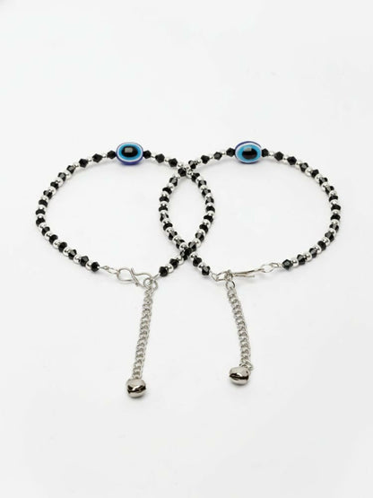 NVR Women Evil Eye Silver Plated Artificial Beads Anklet - Distacart
