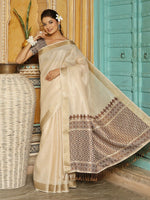 Thumbnail for Astita Brown Linen Saree
