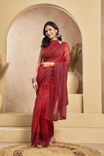 Thumbnail for Vastranavya Rust Digital Printed Linen Ready To Wear Designer Saree with Unstitched Blouse - Distacart