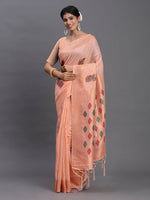 Thumbnail for Astita Linen Cotton Peach Saree