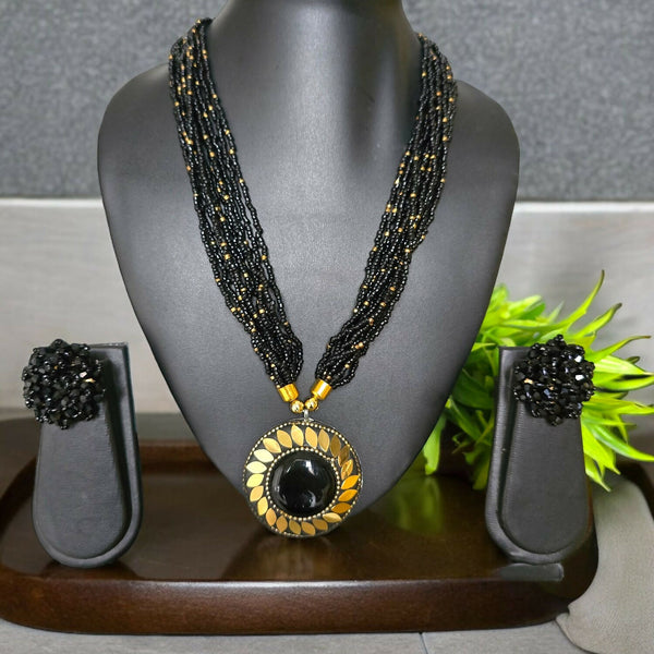 Inhanns All-Day Statement Beaded Necklace Set - Black - Distacart