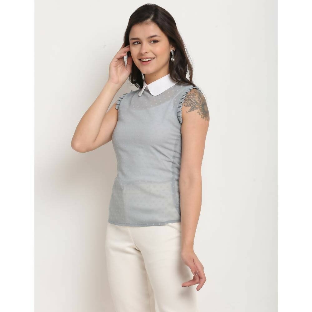 Aastha Fashion Women's Grey Georgette Solid Casual Top - Distacart